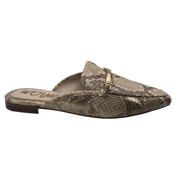 SAM EDELMAN Evelan SNAKE SKIN Chain Detail Loafer Mules! Size 8! - Picture 2 of 7